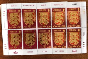 Jersey 2000, Definitive Millennium 22 Carat Gold Crest of Arms Sheet Of 10 Mint - Picture 1 of 1