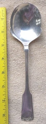 Fiddle shell handle ABSA Sterling Casserole Serving Spoon 8 1/2" Monogram: M O - Image 1 of 3