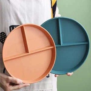 Divided Plate 3 Compartment Reusable Fruit Salad Food Dinner Tray Dinnerware - Picture 1 of 81