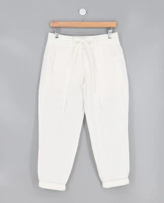 HELMUT LANG Women's Ivory Pleat Belted Loose Fit Pants Size 0 - Image 1 of 4