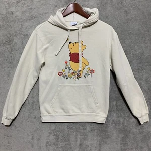 Disney Winnie The Pooh Hooded Embroidered Hoodie Ivory Size SM - Picture 1 of 7