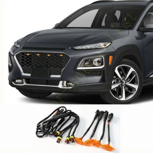 For Hyundai Kona 2018-2023 Front Grille LED Light Raptor Style Grill Cover Kit - Picture 1 of 3