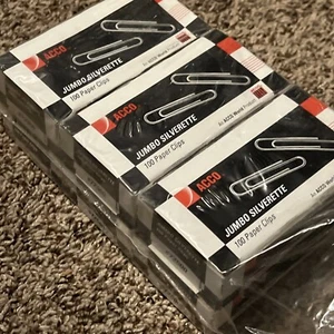 Vintage ACCO Jumbo Silverette PAPER CLIPS~Lot of 6 Boxes (100 ea)~#50505-72500 - Picture 1 of 4