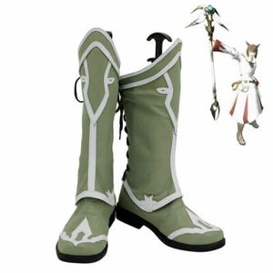 Scarpe Mago Bianco Cosplay Final Fantasy XIV FF14 Stivali #X - Foto 1 di 5