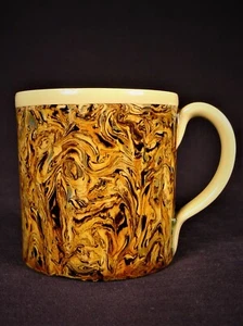 EXTREMELY RARE 1800s MARBLED AGATE CUP MOCHA MOCHAWARE YELLOW WARE CREAMWARE - Picture 1 of 10