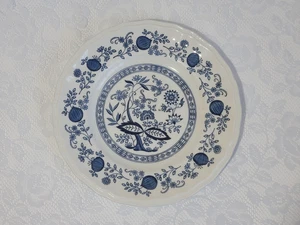 Vintage Blue White Ironstone Hand Crafted Kensington Staffordshire Plate England - Picture 1 of 14