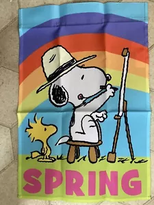 SNOOPY PEANUTS GANG Künstlerpalette FRÜHLING Gartenflagge 44475 12""x 18"" Neu in Verpackung - Bild 1 von 2