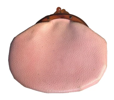 Vintage '60s Harry Levine HL Pink Clutch Handbag Purse Tortoise Shell Kiss Lock - Image 1 of 4