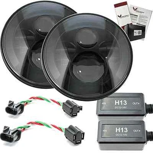Eagle Lights 7" Round Black LED Headlight Kit for Wrangler CJ TJ JK - Bild 1 von 12