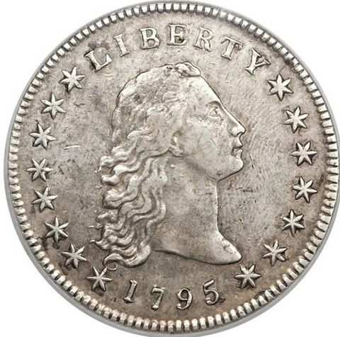 1795 FLOWING HAIR DOLLAR, RARE SILVER PLUG VARIETY, NGC AU DETAIL, BB-18,B-7 Cover