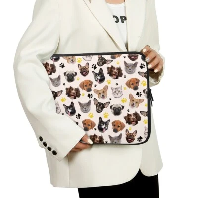 Lindo Gatos y Perros Huellas 10-17" Laptop Bolso Funda Cuaderno Foto 1 de 4