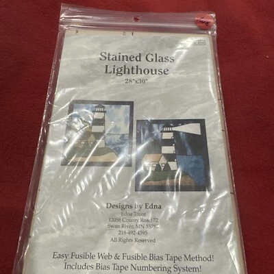 STAINED GLASS LIGHTHOUSE DESIGNS BY EDNA  Quilt Pattern  28" x 30" - Image 1 of 4