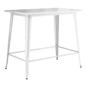 30" x 48" Rectangular All-Weather White Metal Restaurant Patio Bar Height Table - Picture 1 of 6