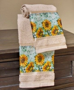 French Country Sunflowers 2 Hand Towels Bright Summer Blooms Sunflower Towels - Picture 1 of 1