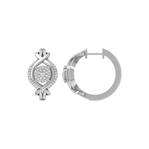 Composite & Cluster Hoop Earrings Sterling Silver Lab Grown Diamond 5.73 gram - Picture 1 of 7