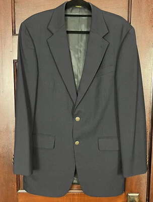 Blazer Oscar De La Renta Para Hombre 40L 100% Lana Azul Oscuro 2 Botones Abrigo Deportivo Foto 1 de 4