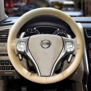 New  Genuine Leather For TOYOTA 15" Diameter Car Auto Steering Wheel Cover - Bild 1 von 9