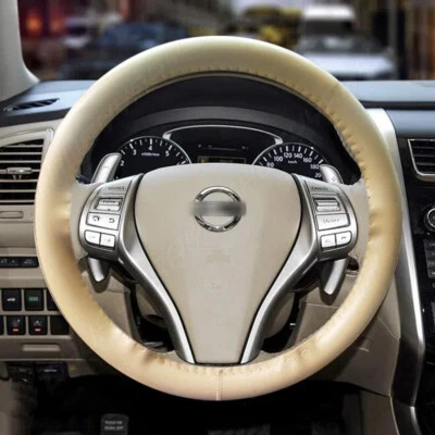 New  Genuine Leather For TOYOTA 15" Diameter Car Auto Steering Wheel Cover - Image 1 of 4