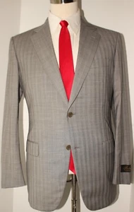 Belvest Gray Striped Super 150s Wool Side Vented Suit Size 40 Regular 34 Flat - Picture 1 of 9