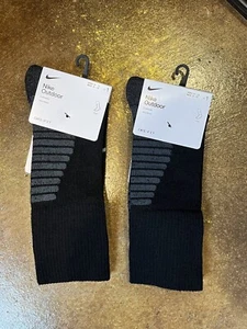 2x Nike Herren L Outdoor Wandern gepolsterte Wollmischung Dri-Fit Crew Socken schwarz - Bild 1 von 8