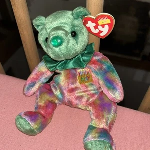 Ty Beanie Baby - MAYO Cumpleaños Oso 7.5" Como Nuevo Etiquetas 2001 Esmeralda Piedra de Nacimiento Nariz - Imagen 1 de 3