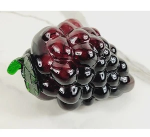 Art Glass Hand Blow Purple Grape Cluster Fruit Vegetable 6" Home Decor 60s Vtg - Picture 1 of 3
