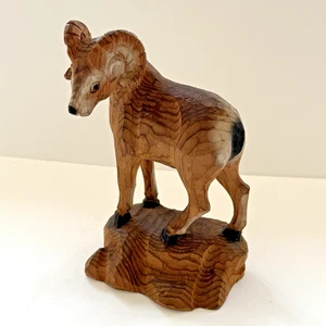 HANDGESCHNITZTE GROSSE HORNSCHAFE WIDDER HOLZFIGUR KADIAN CRAFTS LTD 8"H EUC - Bild 1 von 11