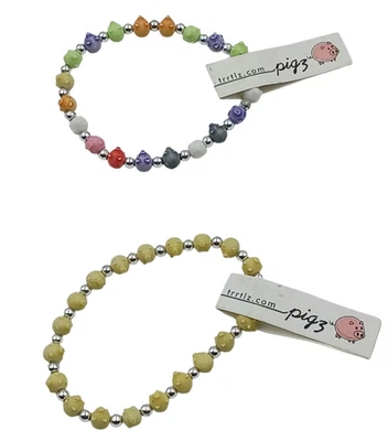 Pulsera elástica TRRTLZ Pigz Pigz 2 piezas beige y multicolor plata espaciador de cuentas Foto 1 de 3