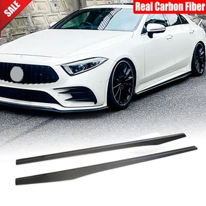 Real Carbon Side Skirts Lip Extensions For Benz C257 CLS400 CLS550 CLS53 2018UP - Picture 1 of 14