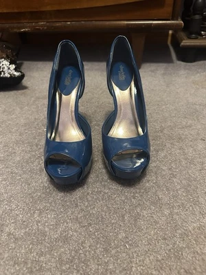 Zapatos de tacón alto laterales abiertos con punta abierta verde azulado talla 10 para mujer Foto 1 de 4