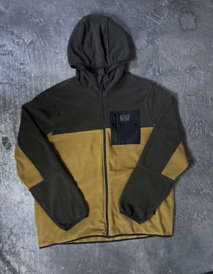 Vintage Reebok Fleece Jacket Full-Zip Hooded - Men’s 2XL - Brown/Grey Colorblock - Image 1 of 4