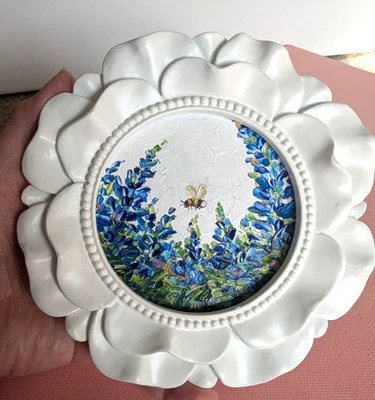 Bluebonnet Original OIL  Impasto PAINTING Impressionism 4"x4"by Olga Diduh - Image 1 of 4