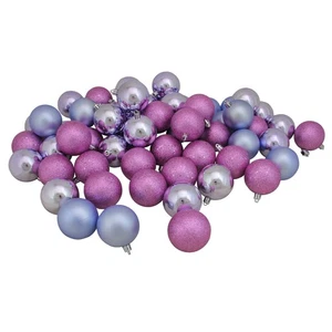 Northlight 60ct Pink Lavender Shatterproof 4-Finish Christmas Ornaments 2.5" - Picture 1 of 1