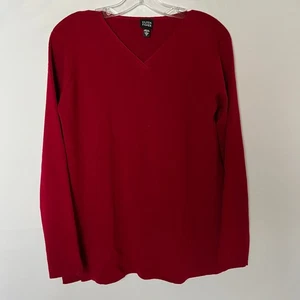 Quiet Luxury Red Knit Sweater Women’s Small Eileen Fisher Classiccore Minimalist - Picture 1 of 10