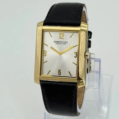 Relógio masculino KENNETH COLE Reaction Slim tom dourado ultrafino, pulseira de couro KC9053 - Imagem 1 de 4