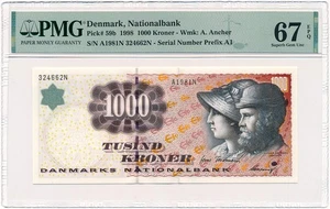Danimarca - 1000 corone 1998 * P59b * PMG superba gemma UNC 67 EPQ - Foto 1 di 2