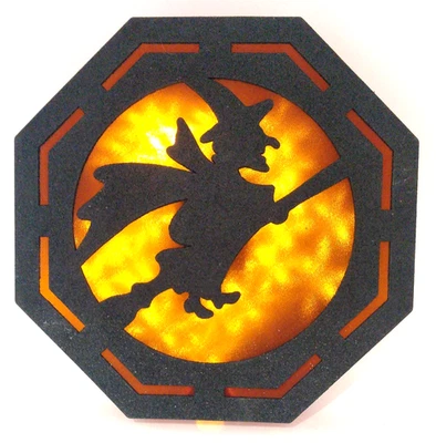 Letrero de parada de bruja de Halloween iluminado Avon 2008 nuevo stock antiguo en caja original Foto 1 de 4