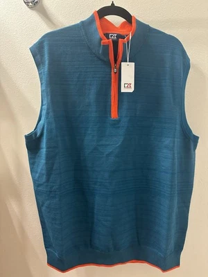 New Cutter And Buck Men’s Golf Vest XL Aqua Color - New With Tags MCS00009 - Image 1 of 4