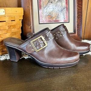 Clarks braune Leder Clogs mit Absatz - Größe 7,5 - Bild 1 von 9