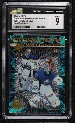 2023 SPx Starscape Shadow Box Gold Spectrum /10 Devon Levi CGC 9 Mint Rookie RC - Image 1 of 2