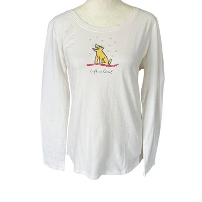 Life is Good Invierno Rocket Color Crema Manga Larga Cuello Redondo Camisa para Dormir S Foto 1 de 4