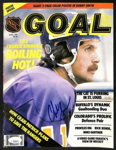 Charlie Simmer Los Angeles Kings revista Goal firmada/autografiada JSA 197302 - Imagen 1 de 2