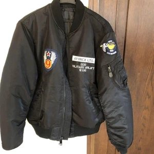 AVIREX Nylon Blouson Jacket Black Width 62cm Length 68cm - Picture 1 of 8