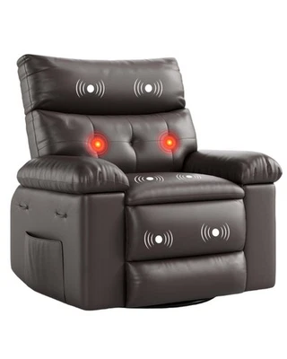 Oversized Wide Recliner Chair Massage PU Leather Thick Sponge Manual Recliner - Image 1 of 4