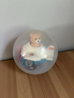 Vintage Tomy Roll Around Ball Teddy Bear In Airplane Baby Toddler Play Toy - Image 1 of 2