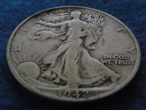 1942-D 1942D WALKING LIBERTY 90% SILVER HALF DOLLAR 50C Cent Fifty 1/2 - Picture 1 of 6