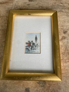 London Phone Print Bridge Church Framed Miniature Signed - Picture 1 of 7