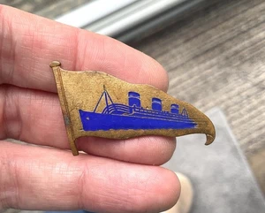 Vintage Stratton Bham Enamel Pin Badge Ship Line Ocean Liner Flag Brooch - Picture 1 of 8