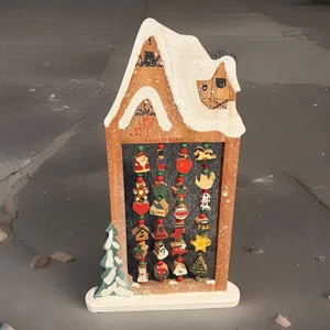 Vintage Kurt Adler Adventskalender Holz handbemalt Countdown bis Weihnachten Haus - Bild 1 von 15