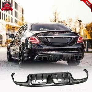 Carbon Fiber Rear Bumper Diffuser Lip For Mercedes-Benz W205 C63 AMG Sedan 15-21 - Picture 1 of 10